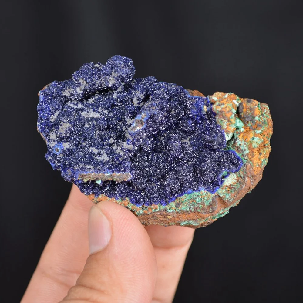 Blue Azurite Crystal Vug With Green Malachite Cluster - Image 2