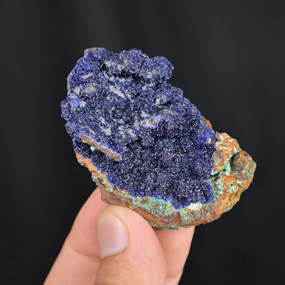 Blue Azurite Crystal Vug With Green Malachite Cluster - Image 3