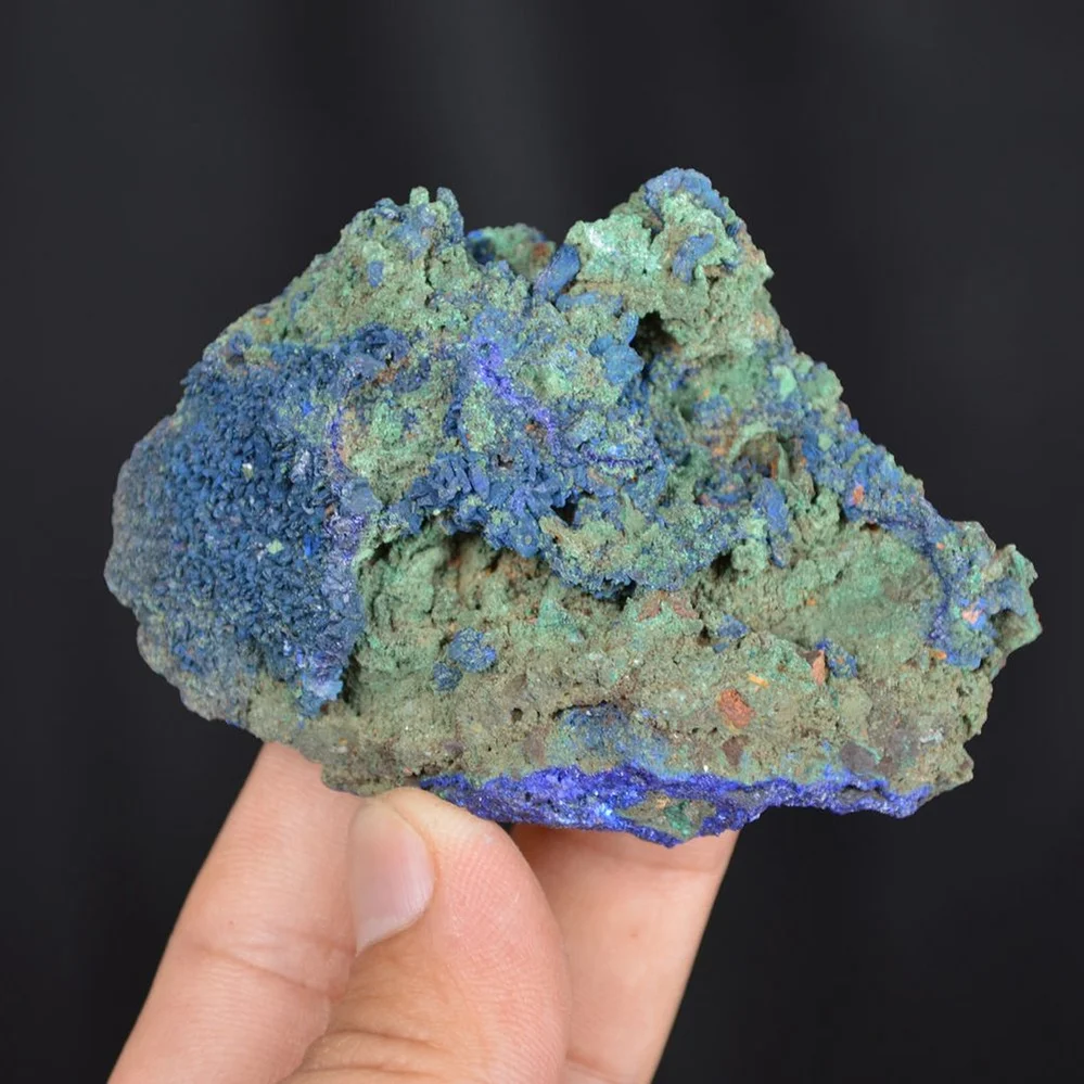 Blue Azurite Crystal Vug With Green Malachite Cluster - Image 4