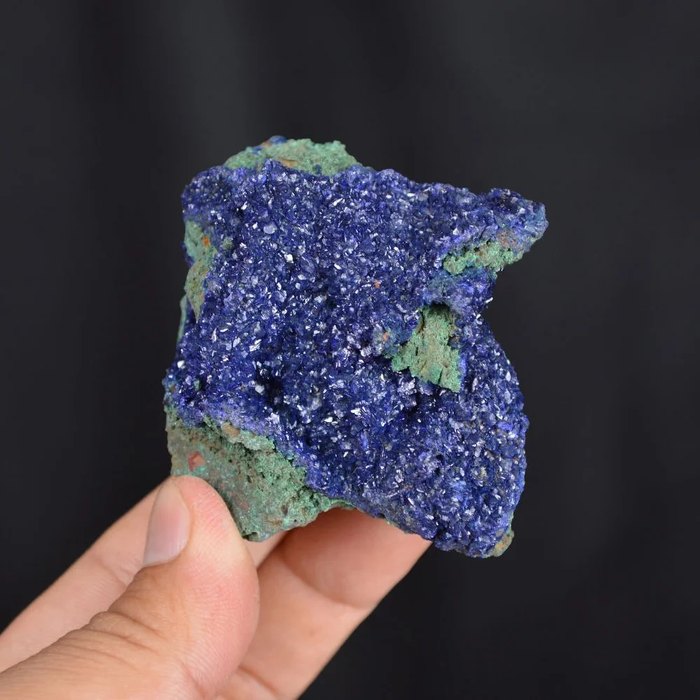 Blue Azurite Crystal Vug With Green Malachite Cluster - Image 2