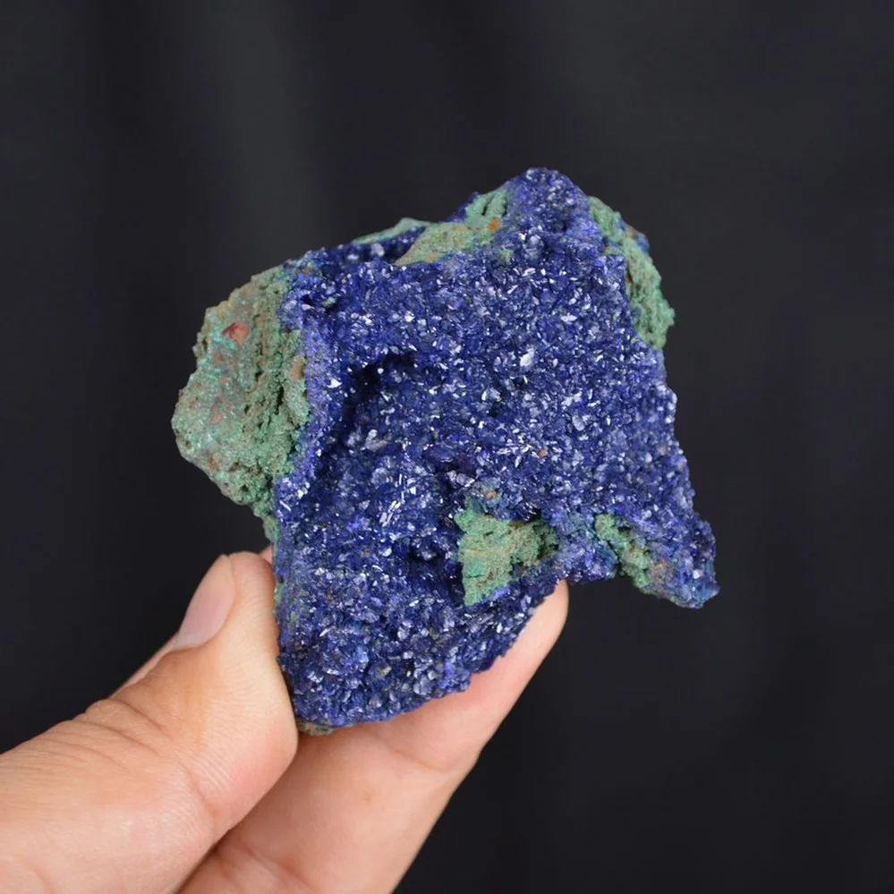Blue Azurite Crystal Vug With Green Malachite Cluster - Image 3
