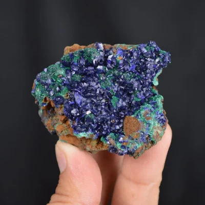 Blue Azurite Crystal Vug With Green Malachite Cluster