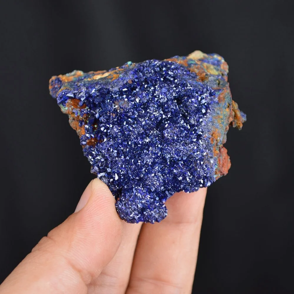 Blue Azurite Crystal Vug With Green Malachite Cluster - Image 3