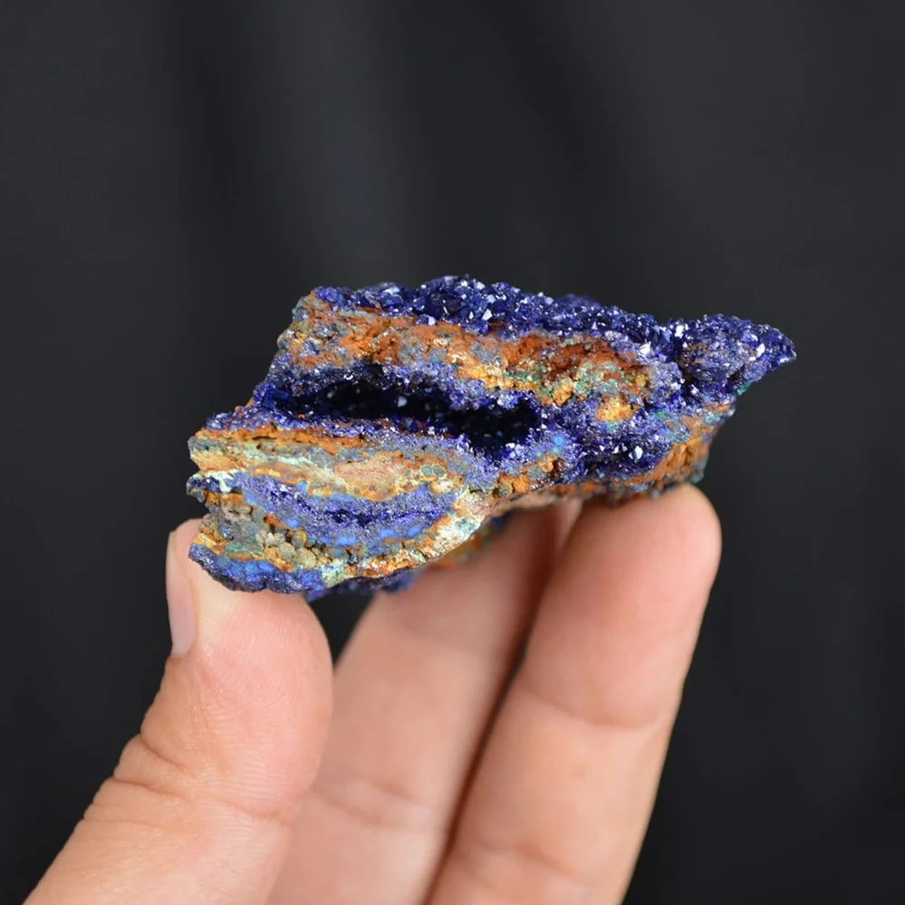 Blue Azurite Crystal Vug With Green Malachite Cluster - Image 4