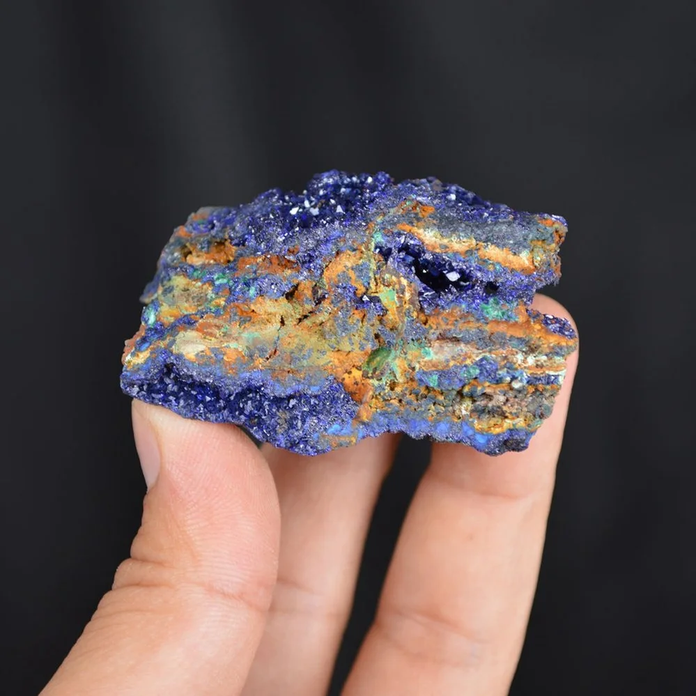 Blue Azurite Crystal Vug With Green Malachite Cluster - Image 5