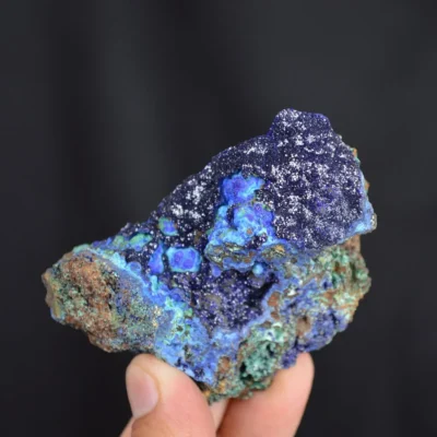 Blue Azurite Crystal Vug With Green Malachite Cluster