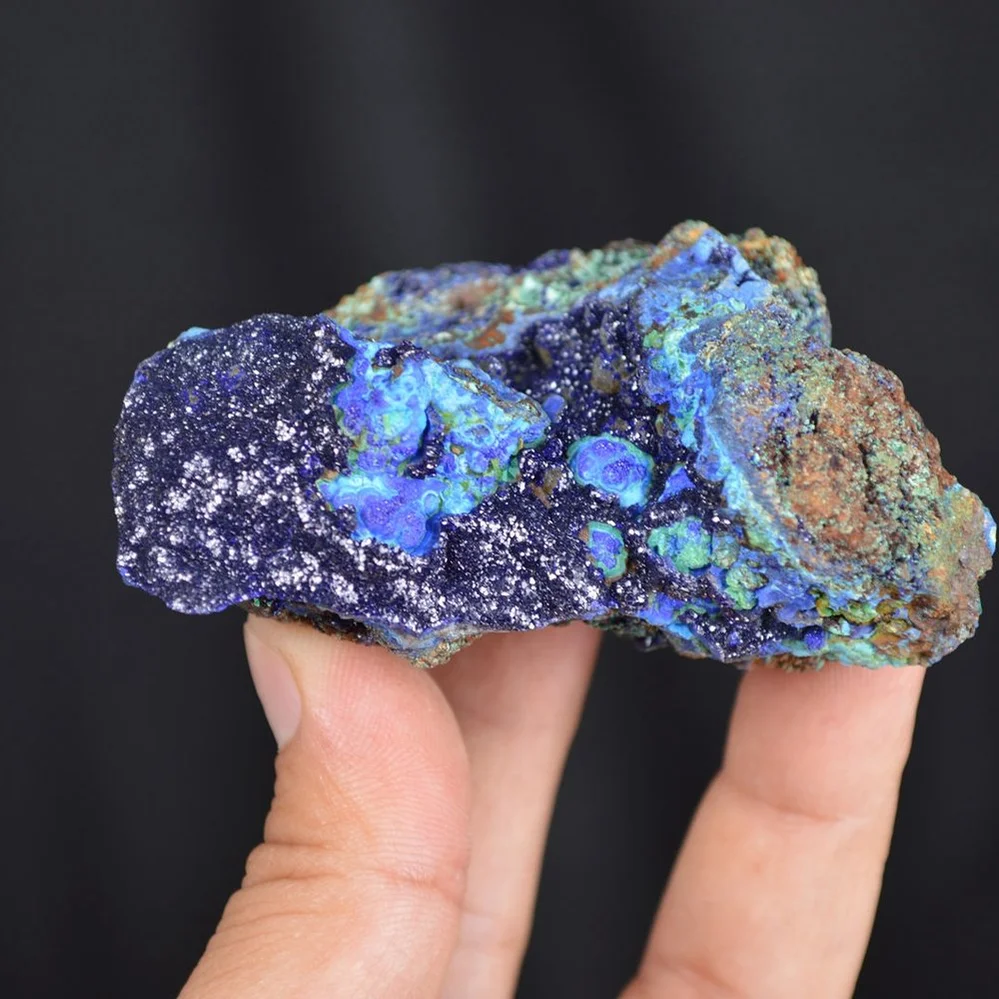 Blue Azurite Crystal Vug With Green Malachite Cluster - Image 3