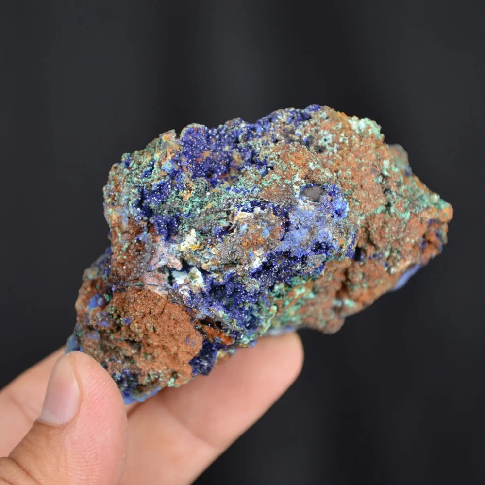 Blue Azurite Crystal Vug With Green Malachite Cluster - Image 5