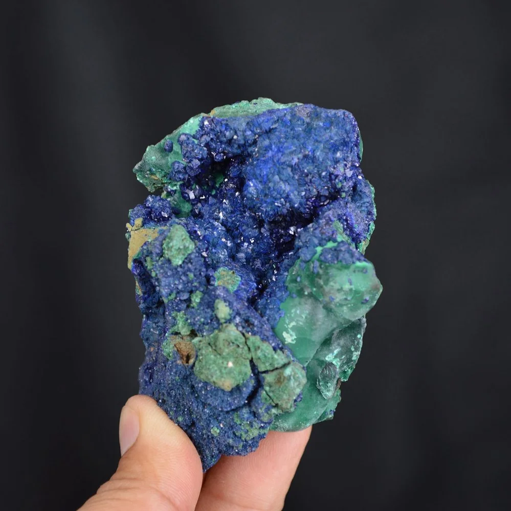 Blue Azurite Crystal Vug With Green Malachite Cluster