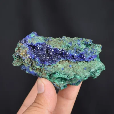 Blue Azurite Crystal Vug With Green Malachite Cluster