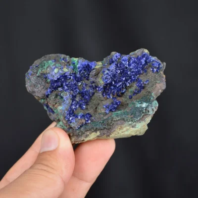 Blue Azurite Crystal Vug With Green Malachite Cluster