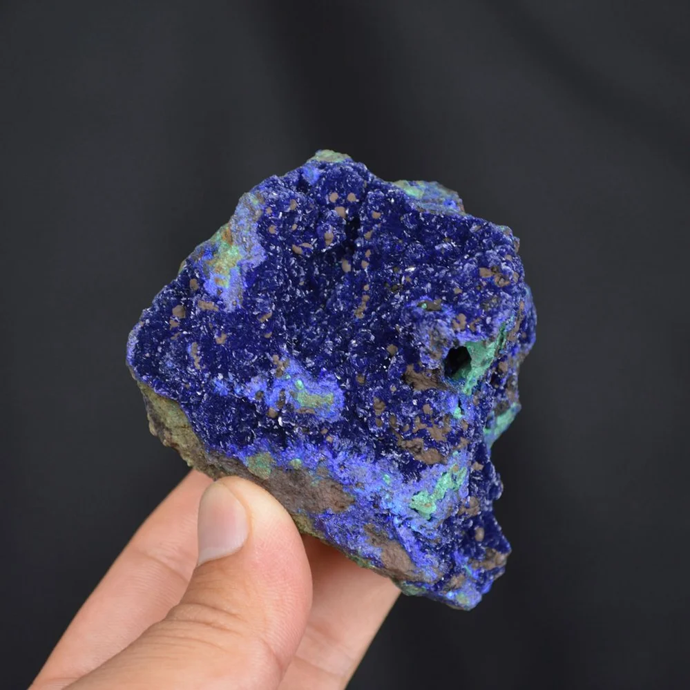 Blue Azurite Crystal Vug With Green Malachite Cluster