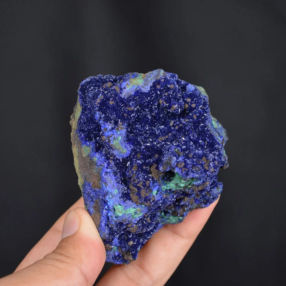 Blue Azurite Crystal Vug With Green Malachite Cluster - Image 2