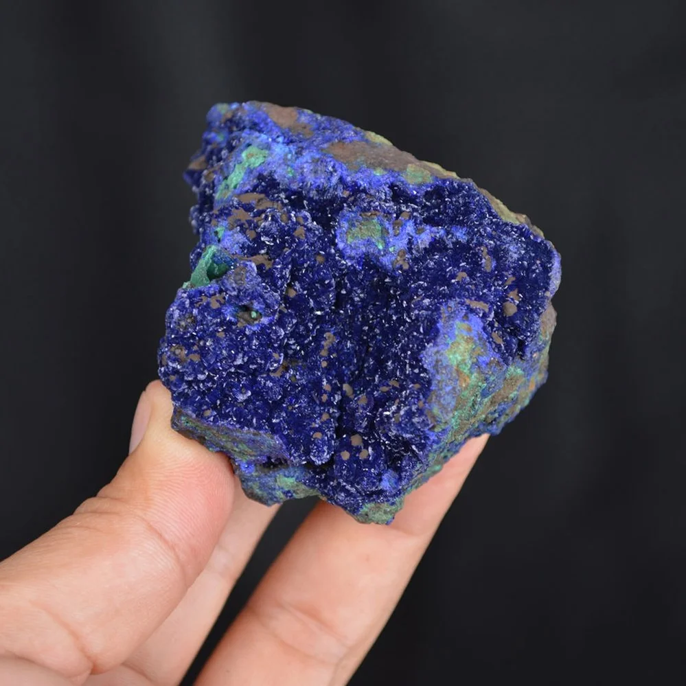 Blue Azurite Crystal Vug With Green Malachite Cluster - Image 3