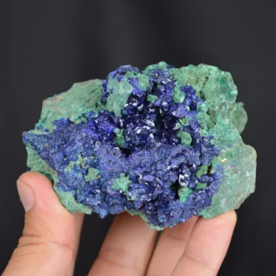 Blue Azurite Crystal Vug With Green Malachite Cluster