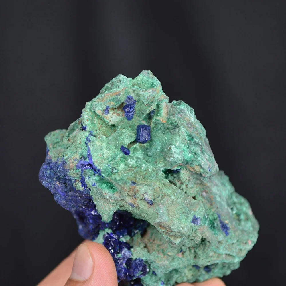 Blue Azurite Crystal Vug With Green Malachite Cluster - Image 5