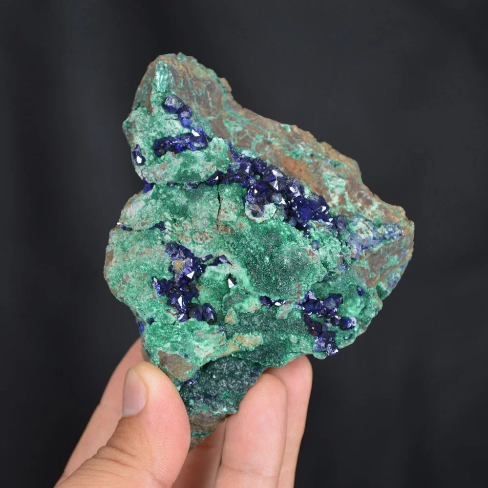 Blue Azurite Crystal Vug With Green Malachite Cluster