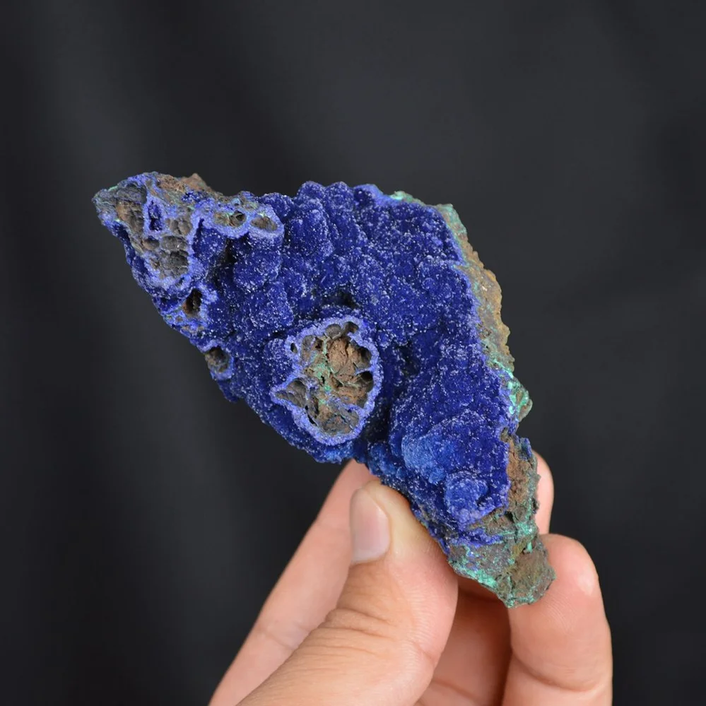 Blue Azurite Crystal Vug With Green Malachite Cluster