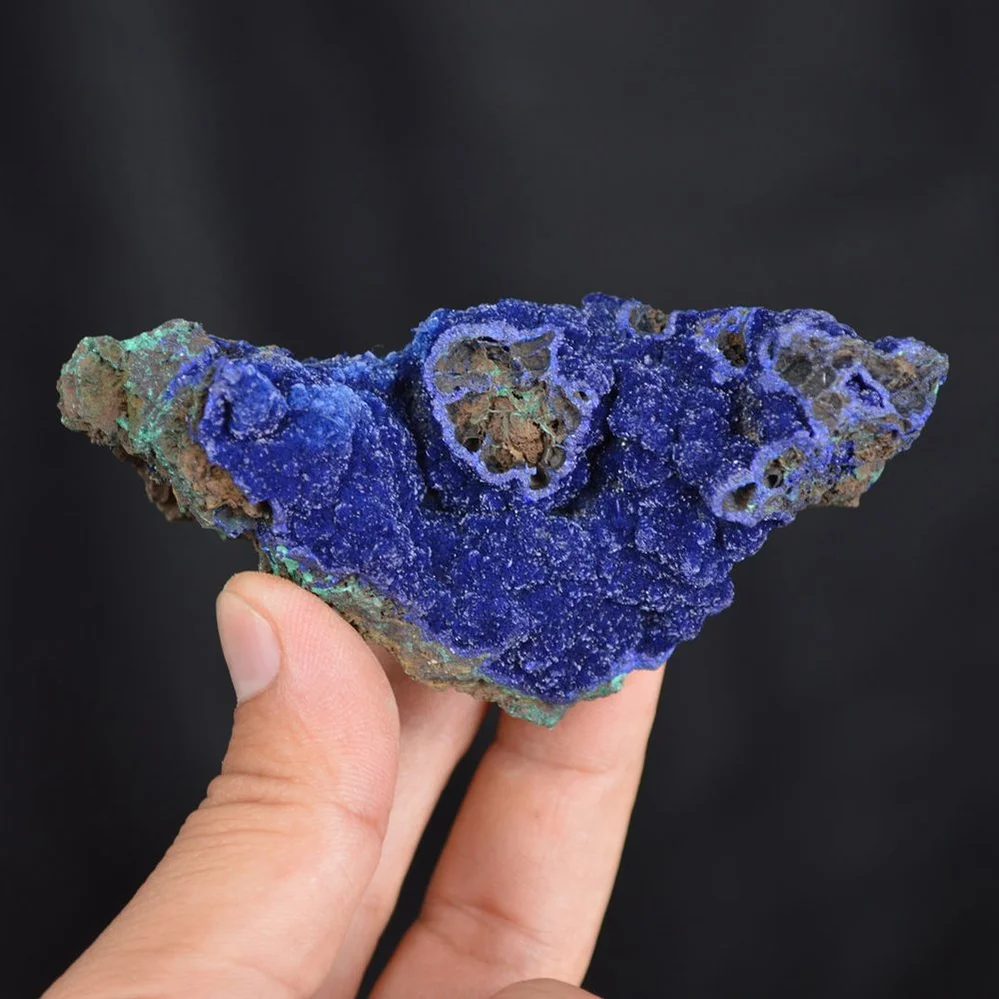 Blue Azurite Crystal Vug With Green Malachite Cluster - Image 2