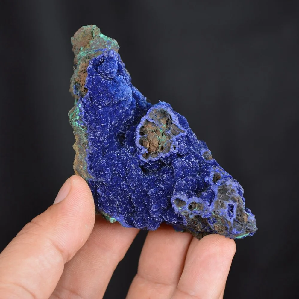 Blue Azurite Crystal Vug With Green Malachite Cluster - Image 3