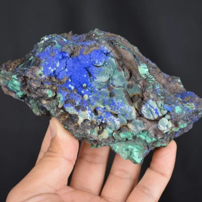Blue Azurite Crystal Vug With Green Malachite Cluster