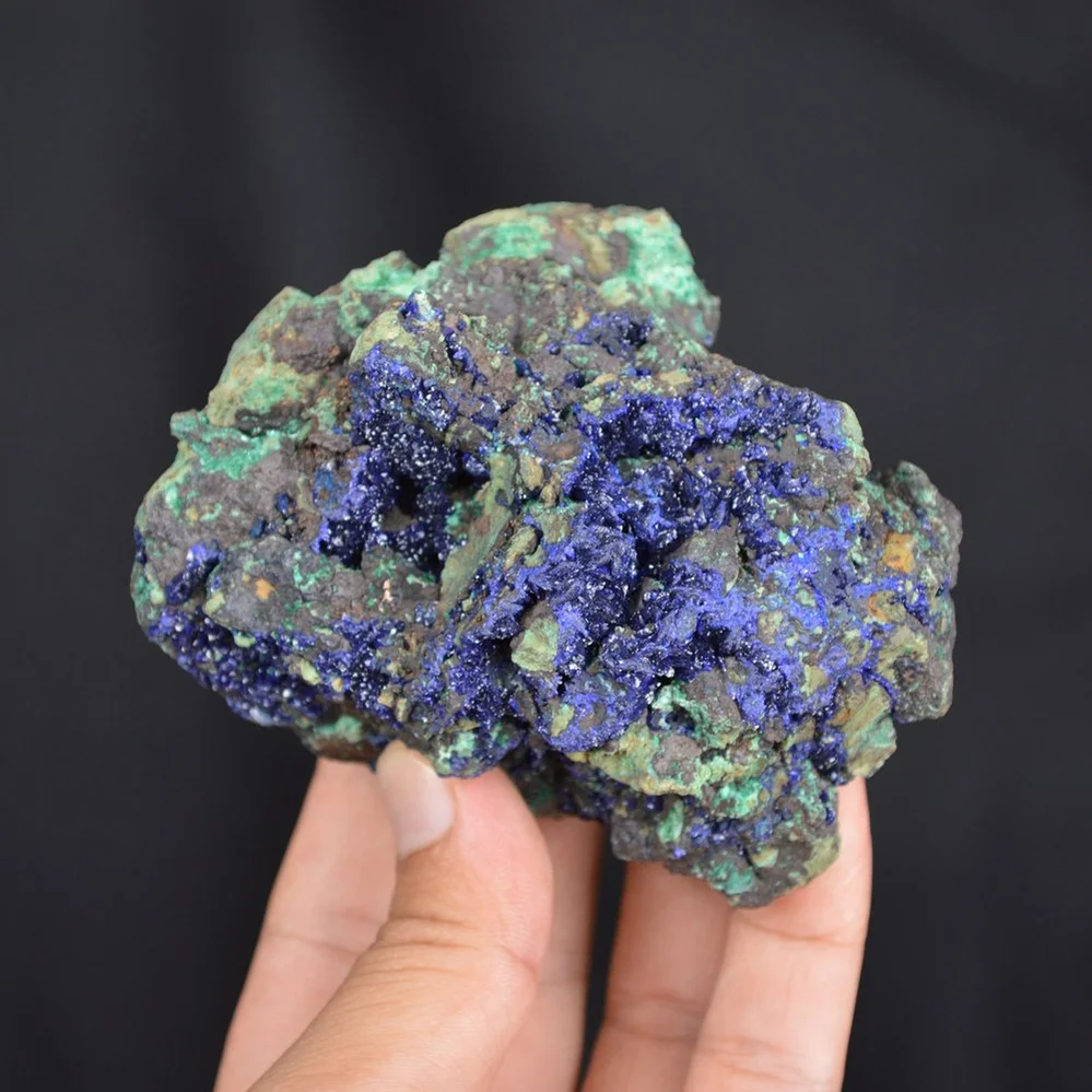 Blue Azurite Crystal Vug With Green Malachite Cluster