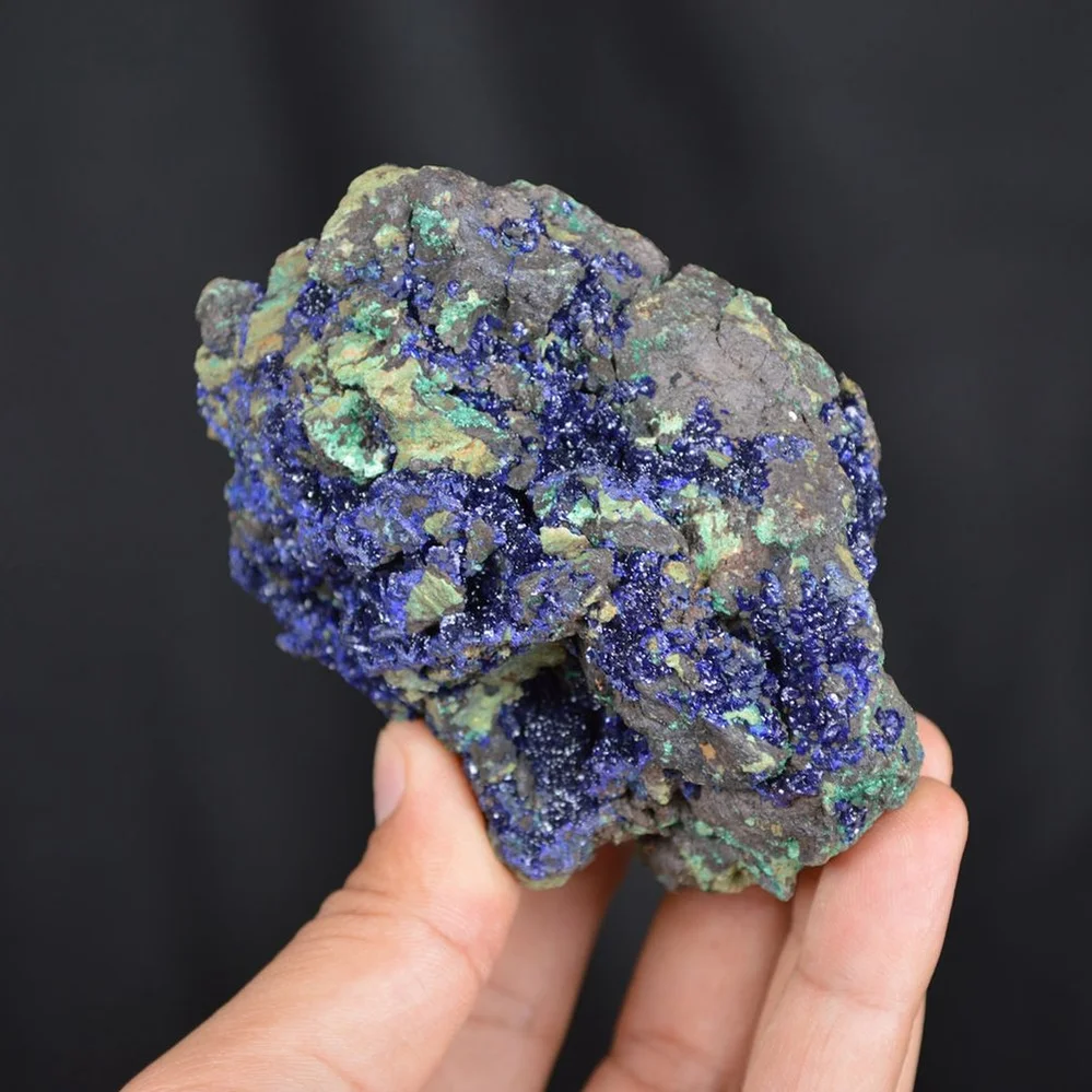 Blue Azurite Crystal Vug With Green Malachite Cluster - Image 3