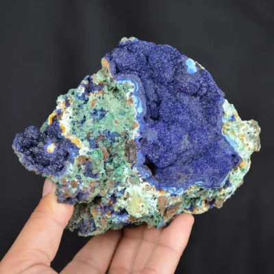 Blue Azurite Crystal Vug With Green Malachite Cluster