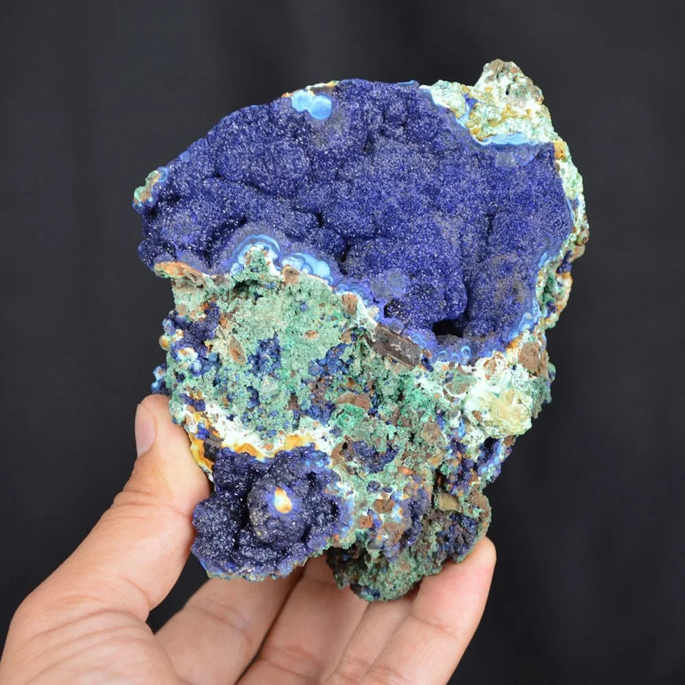 Blue Azurite Crystal Vug With Green Malachite Cluster - Image 2