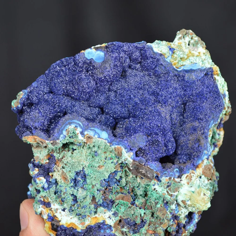 Blue Azurite Crystal Vug With Green Malachite Cluster - Image 3