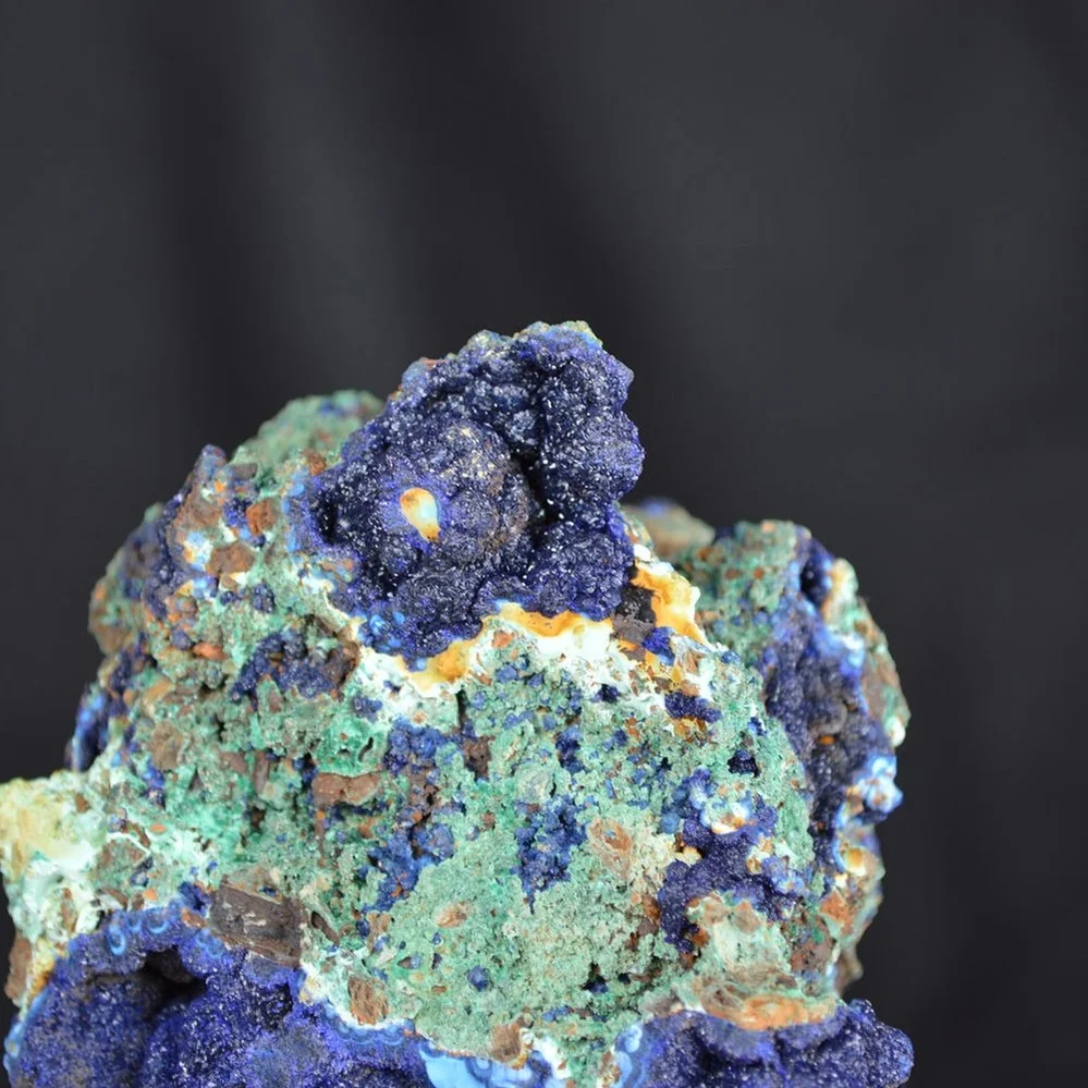 Blue Azurite Crystal Vug With Green Malachite Cluster - Image 4