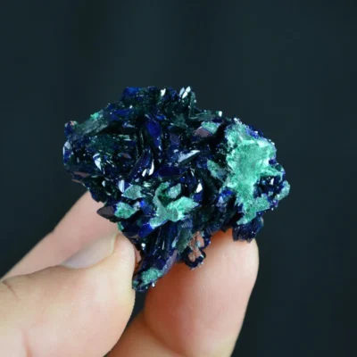 Better Larger Blue Azurite Crystal Vug With Green Malachite Cluster