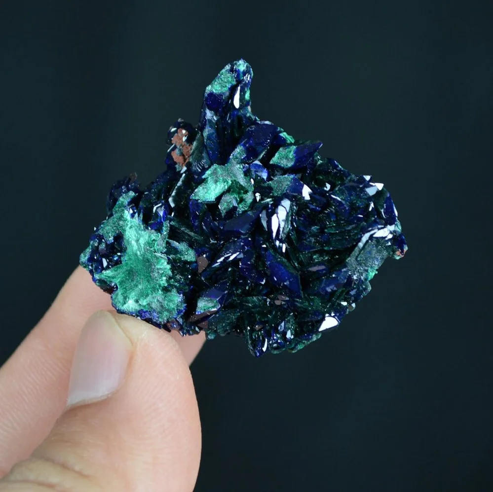 Better Larger Blue Azurite Crystal Vug With Green Malachite Cluster - Image 2