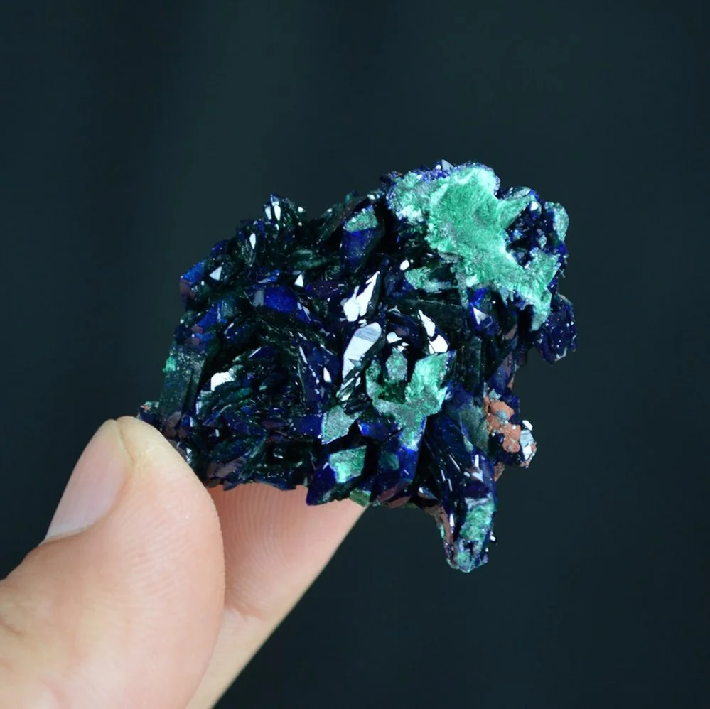 Better Larger Blue Azurite Crystal Vug With Green Malachite Cluster - Image 4