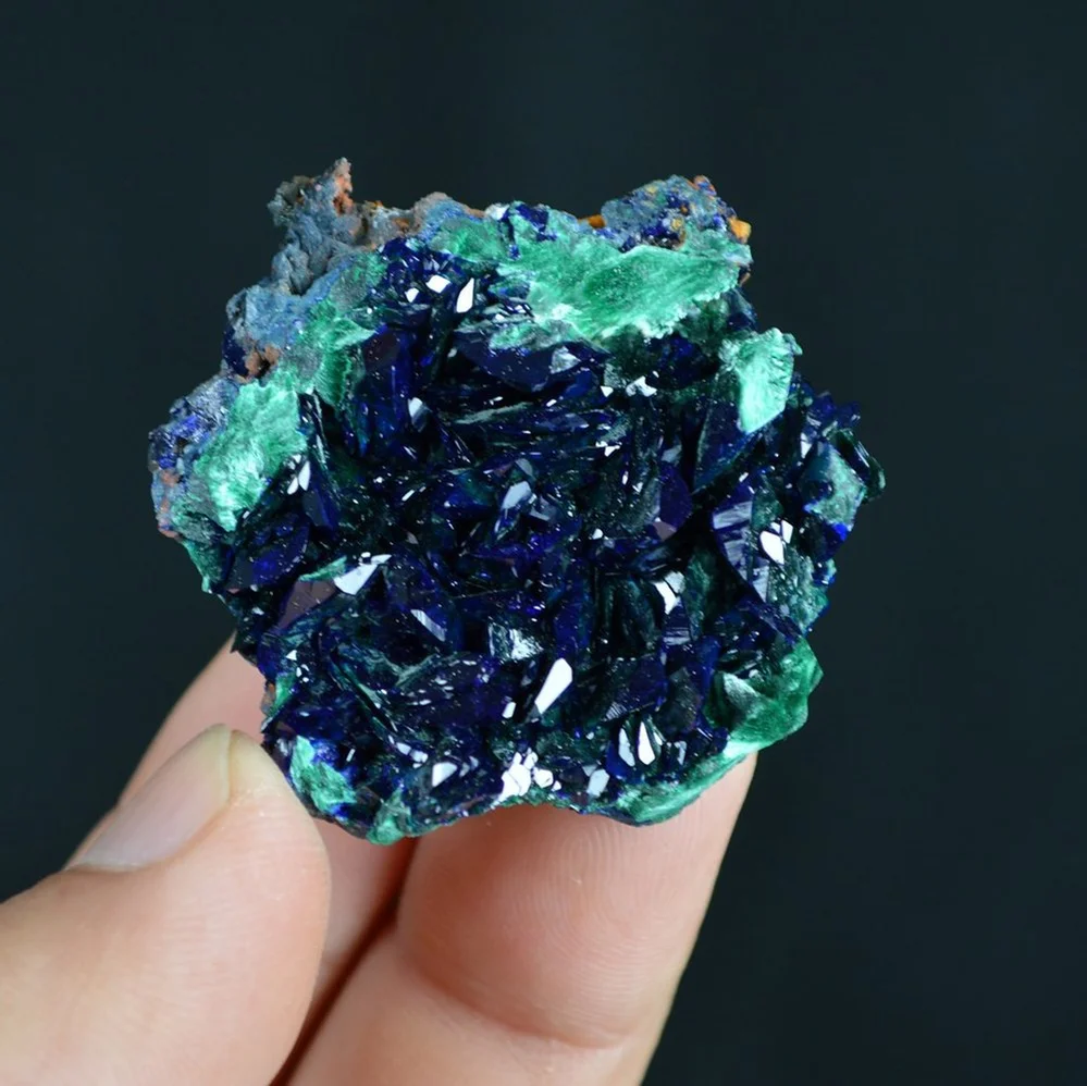 Better Larger Blue Azurite Crystal Vug With Green Malachite Cluster - Image 2