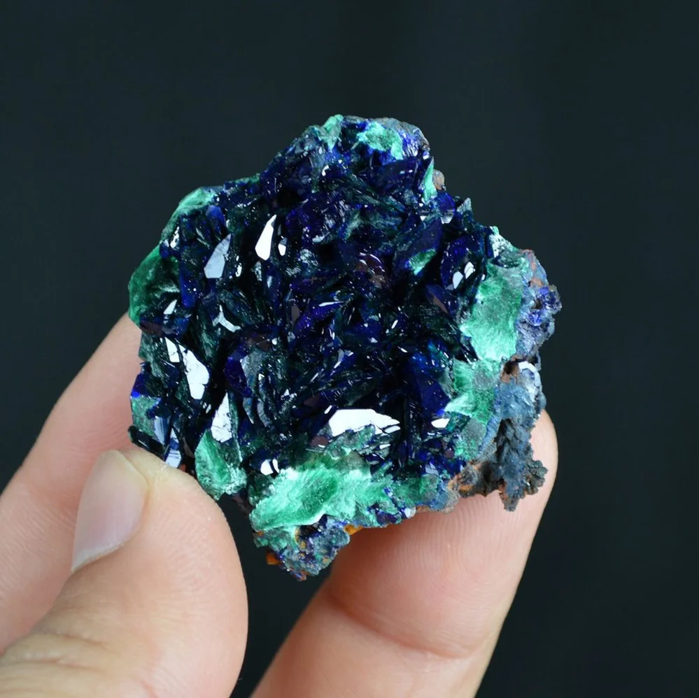 Better Larger Blue Azurite Crystal Vug With Green Malachite Cluster - Image 3