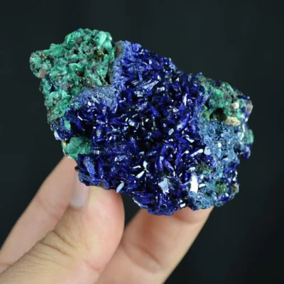 Better Larger Blue Azurite Crystal Vug With Green Malachite Cluster