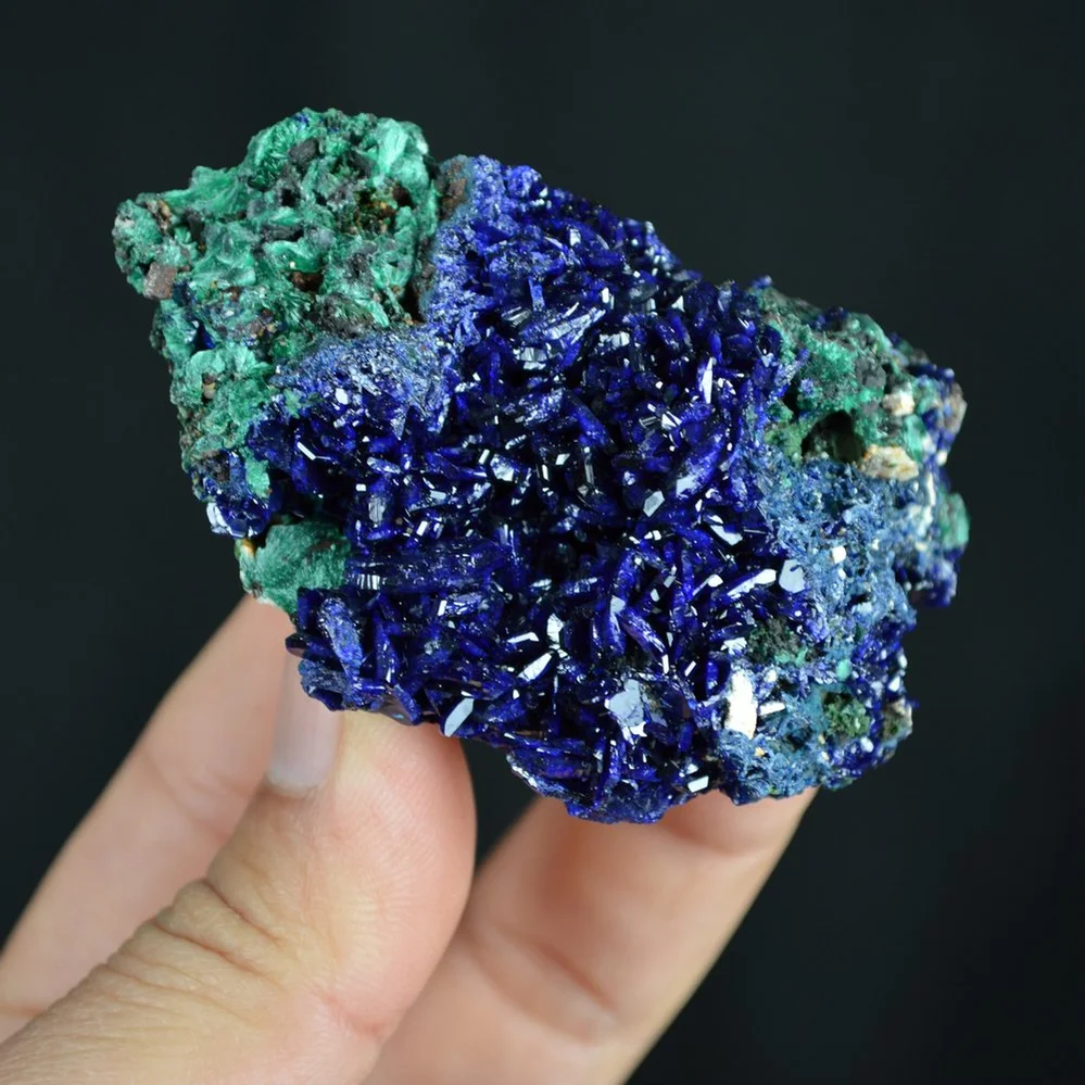Better Larger Blue Azurite Crystal Vug With Green Malachite Cluster