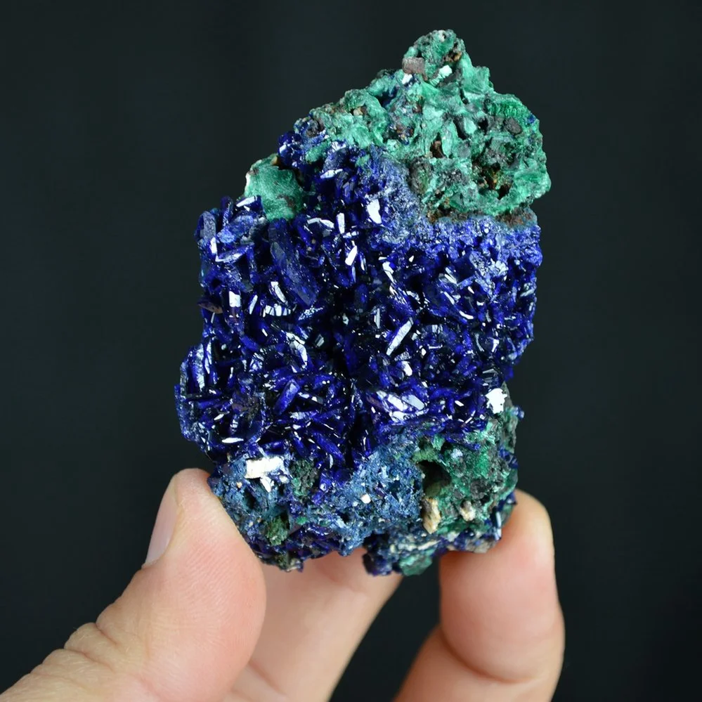 Better Larger Blue Azurite Crystal Vug With Green Malachite Cluster - Image 2