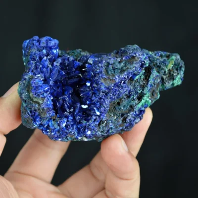 Better Larger Blue Azurite Crystal Vug With Green Malachite Cluster