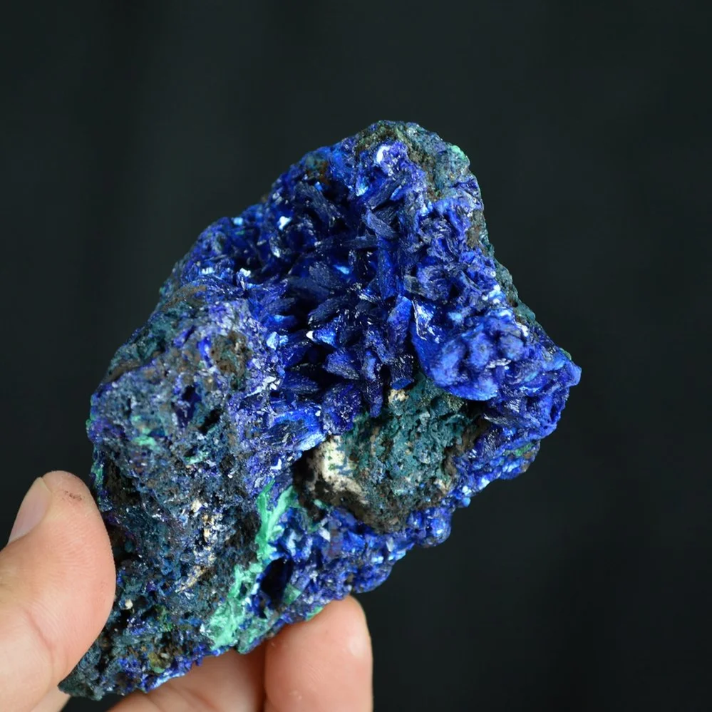 Better Larger Blue Azurite Crystal Vug With Green Malachite Cluster - Image 5