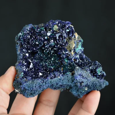 Better Larger Blue Azurite Crystal Vug With Green Malachite Cluster