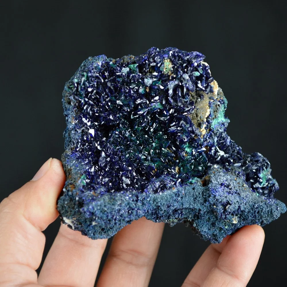Better Larger Blue Azurite Crystal Vug With Green Malachite Cluster - Image 2