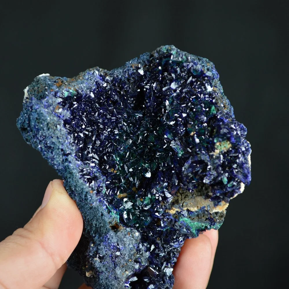 Better Larger Blue Azurite Crystal Vug With Green Malachite Cluster - Image 3