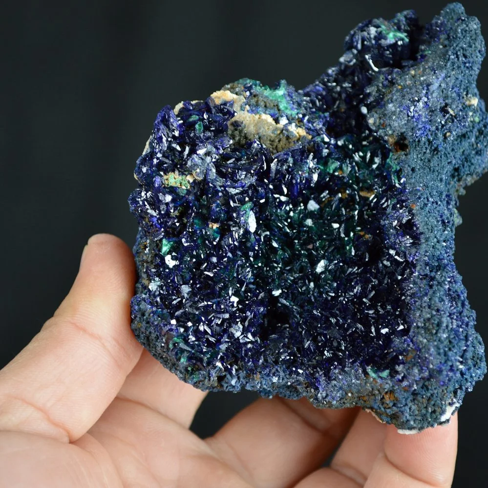 Better Larger Blue Azurite Crystal Vug With Green Malachite Cluster - Image 4
