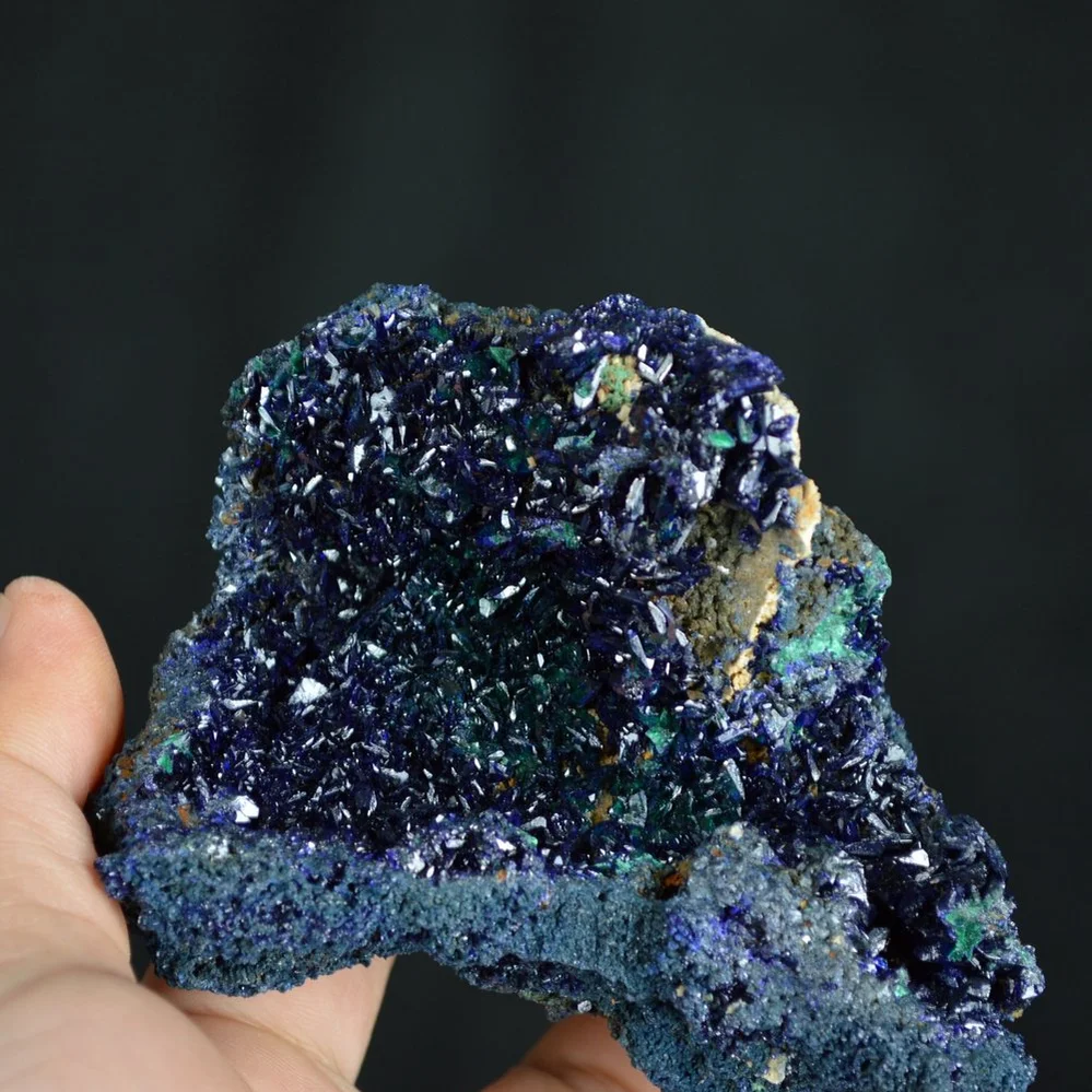 Better Larger Blue Azurite Crystal Vug With Green Malachite Cluster - Image 5