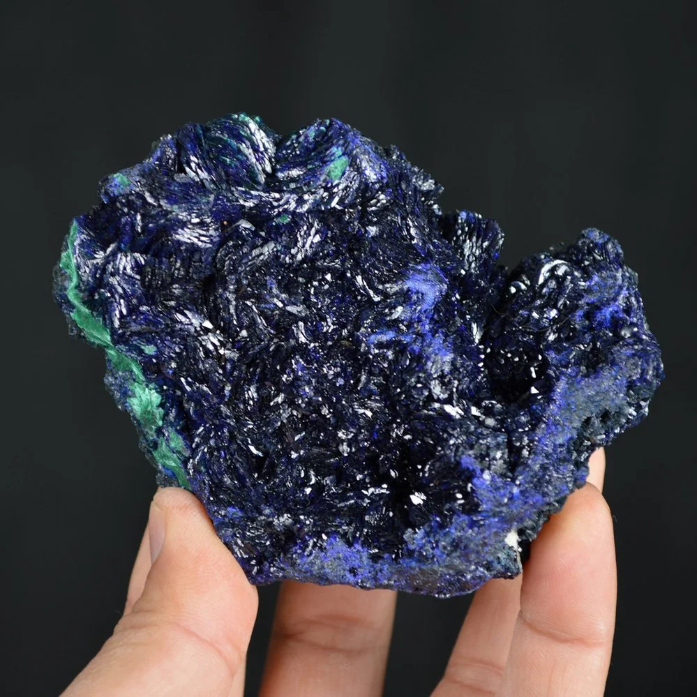 Better Larger Blue Azurite Crystal Vug With Green Malachite Cluster
