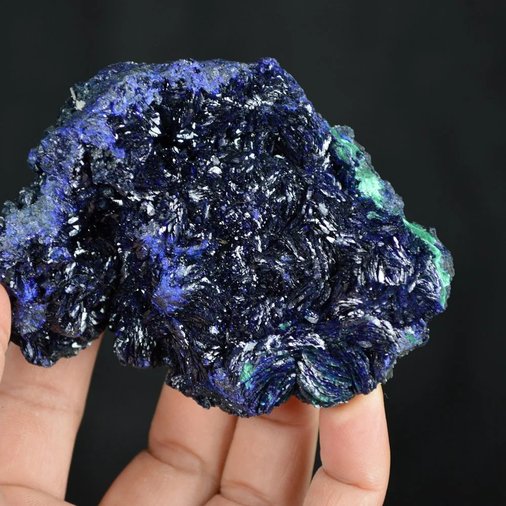 Better Larger Blue Azurite Crystal Vug With Green Malachite Cluster - Image 2