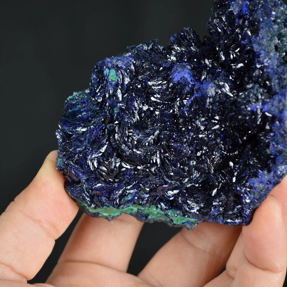 Better Larger Blue Azurite Crystal Vug With Green Malachite Cluster - Image 3