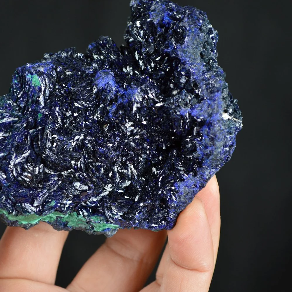Better Larger Blue Azurite Crystal Vug With Green Malachite Cluster - Image 4